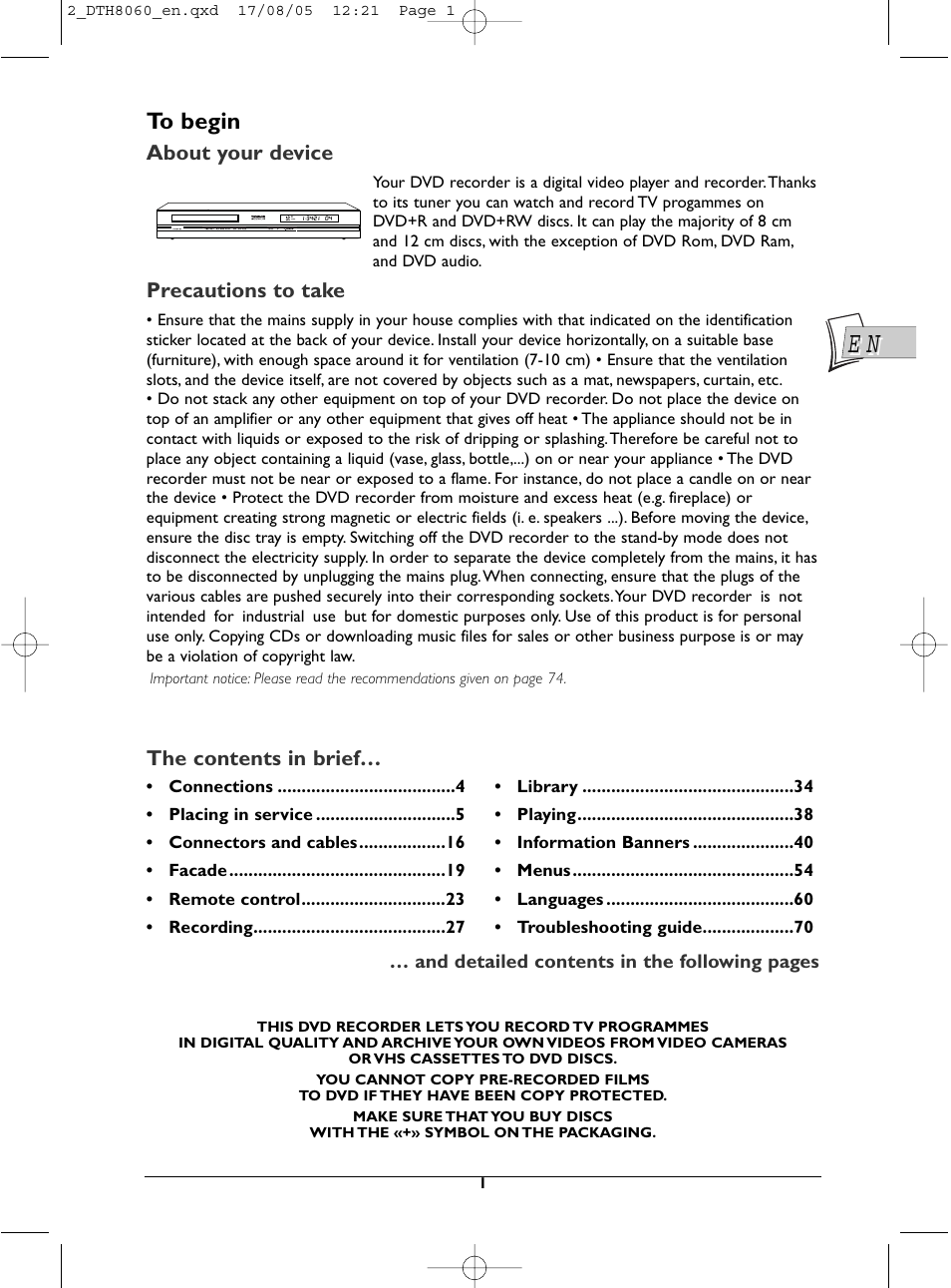 Technicolor - Thomson DTH8060 User Manual | 75 pages