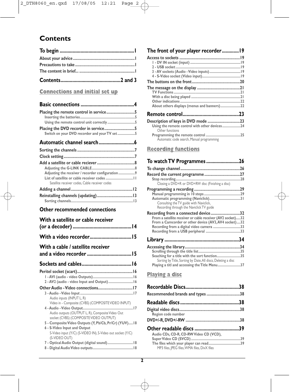 Technicolor - Thomson DTH8060 User Manual | Page 2 / 75