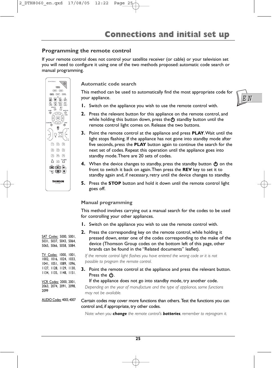Connections and initial set up | Technicolor - Thomson DTH8060 User Manual | Page 25 / 75