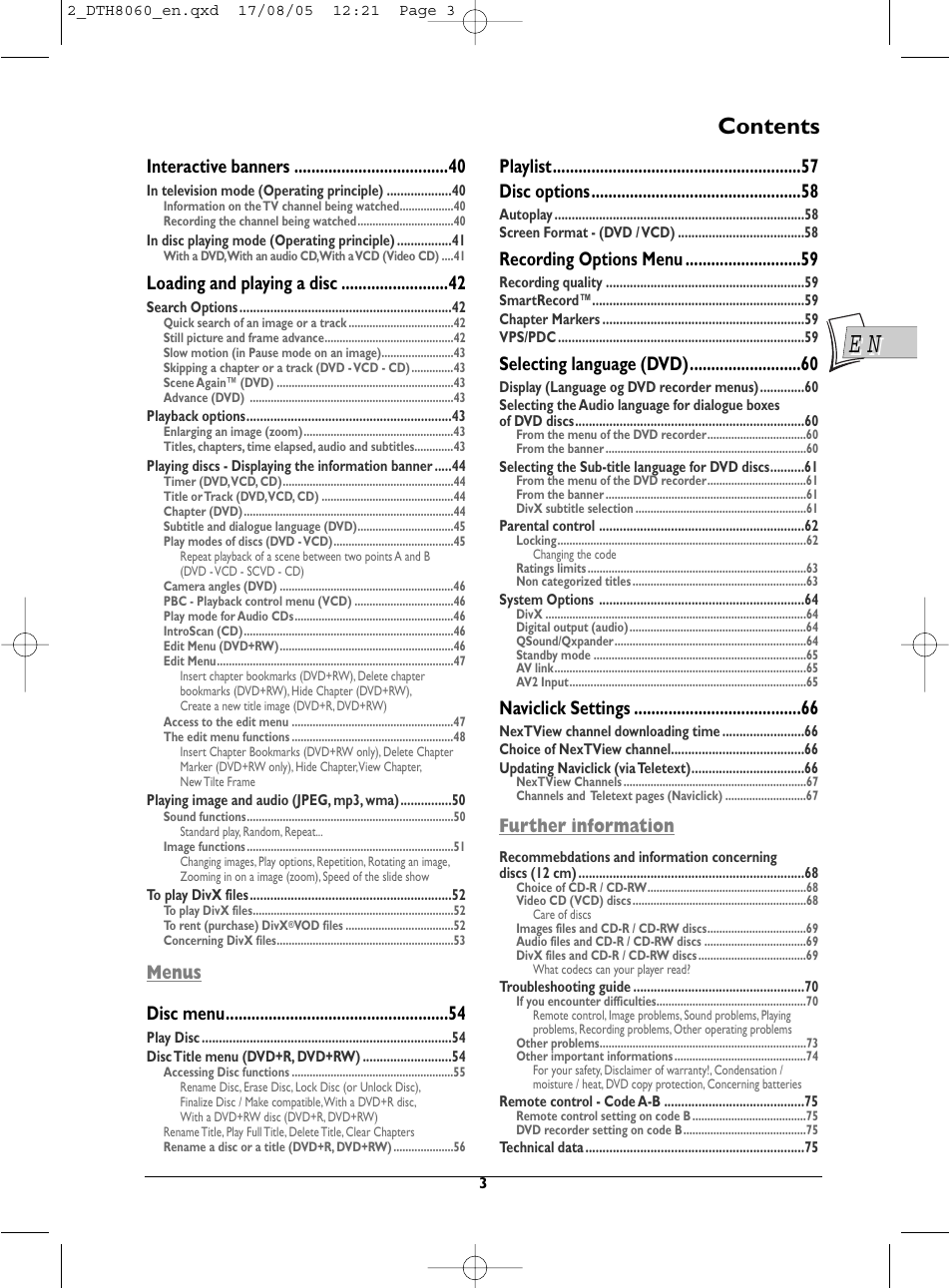 Technicolor - Thomson DTH8060 User Manual | Page 3 / 75