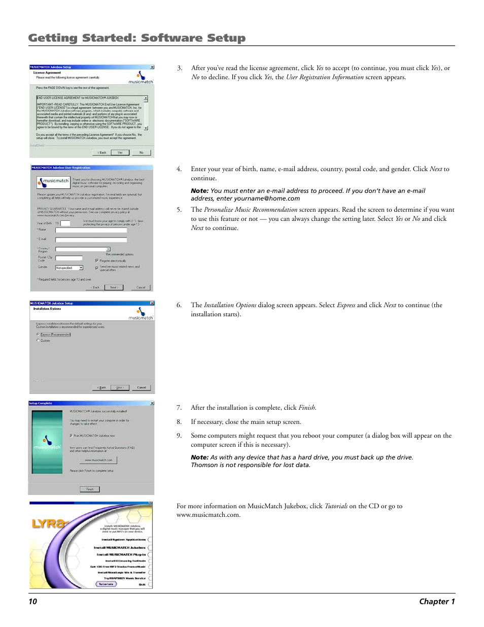 Getting started: software setup | Technicolor - Thomson RCA Lyra PDP2860 User Manual | Page 12 / 40