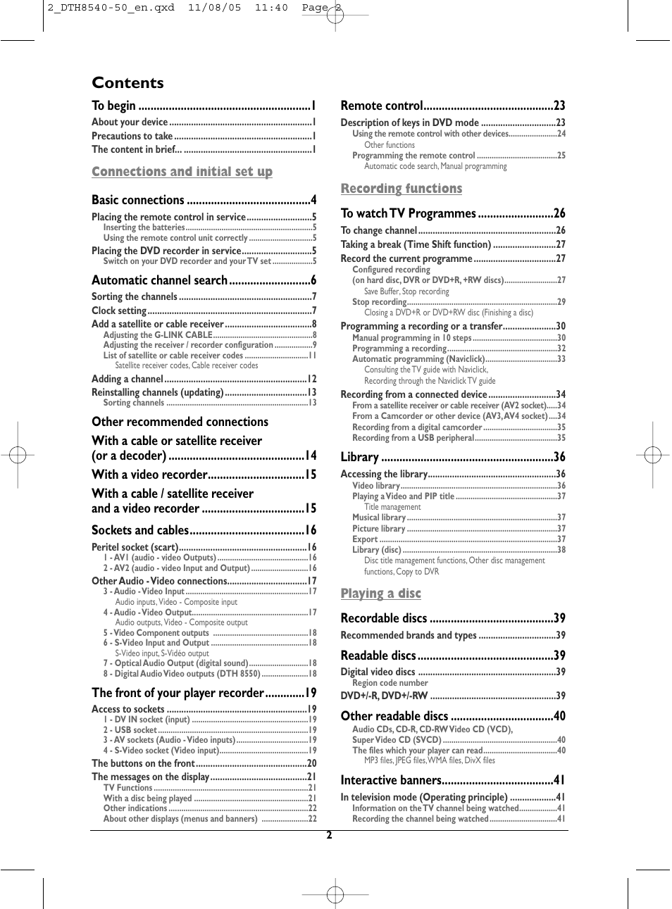 Technicolor - Thomson DTH 8540 User Manual | Page 2 / 75