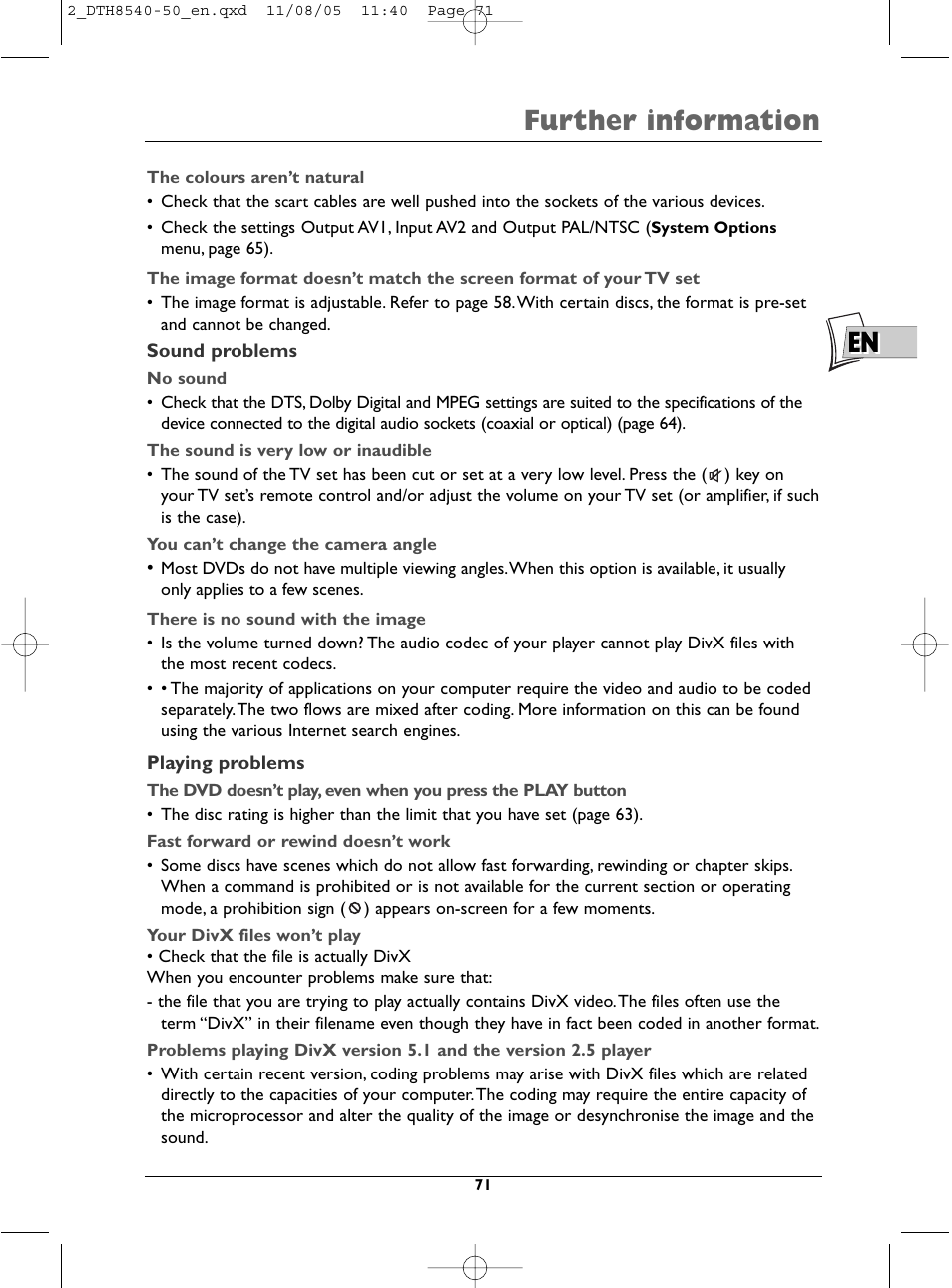 En further information | Technicolor - Thomson DTH 8540 User Manual | Page 71 / 75