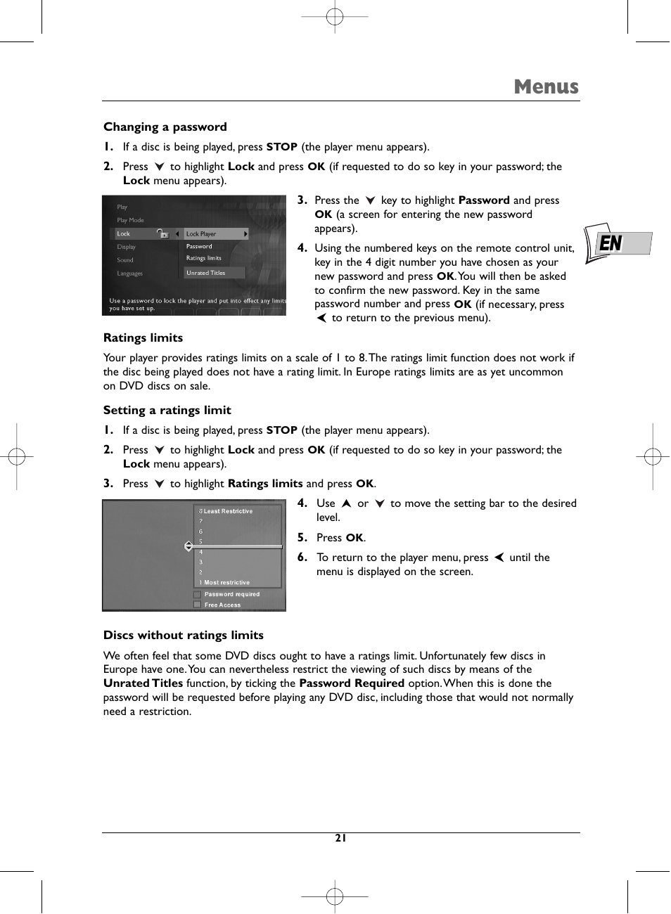 Menus | Technicolor - Thomson DTH231 User Manual | Page 21 / 31