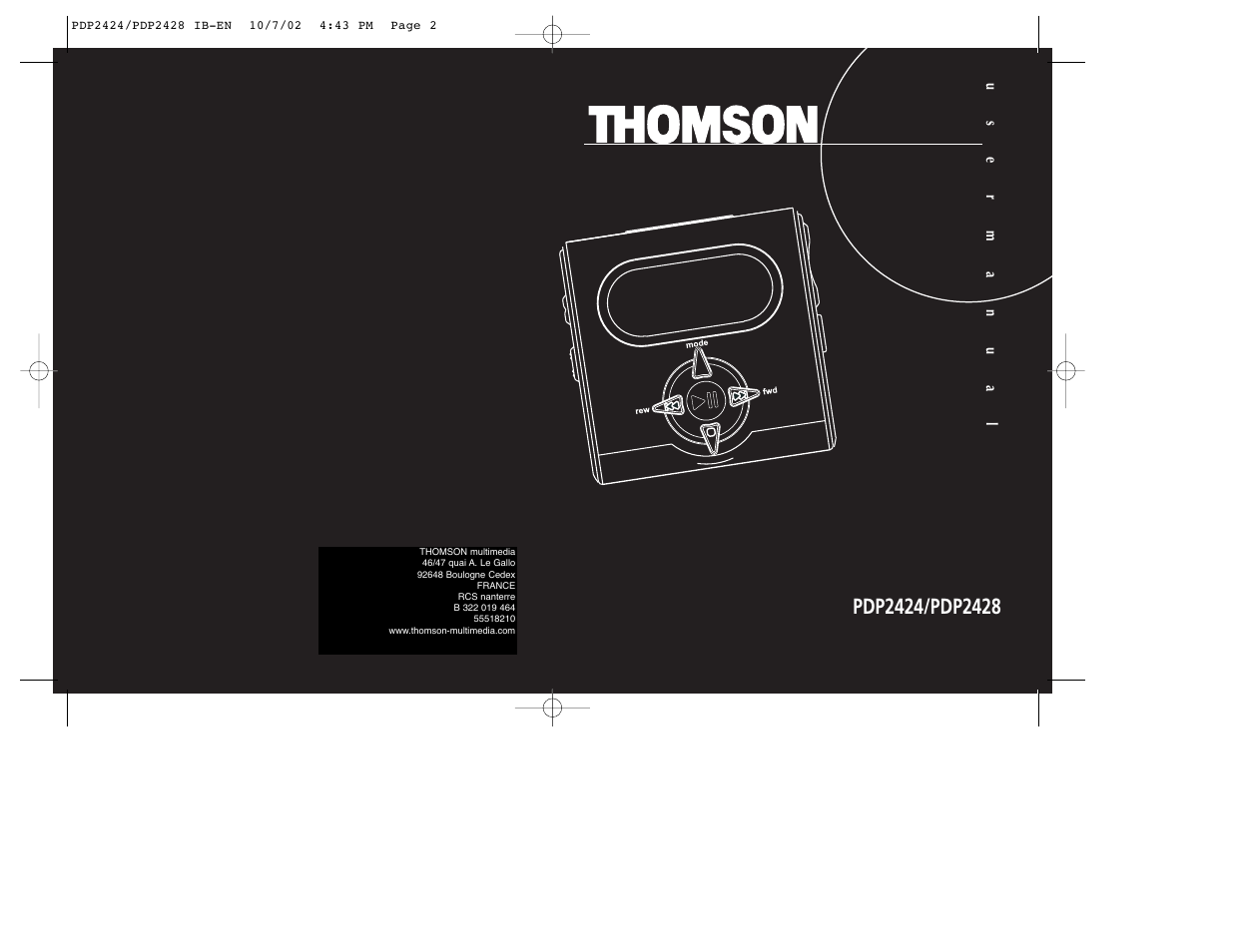 Usermanual | Technicolor - Thomson Thomson Lyra PDP2424 User Manual | Page 2 / 9