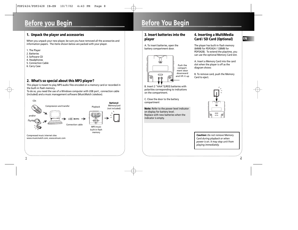 Before you begin before you begin, St op last next pl ay | Technicolor - Thomson Thomson Lyra PDP2424 User Manual | Page 5 / 9