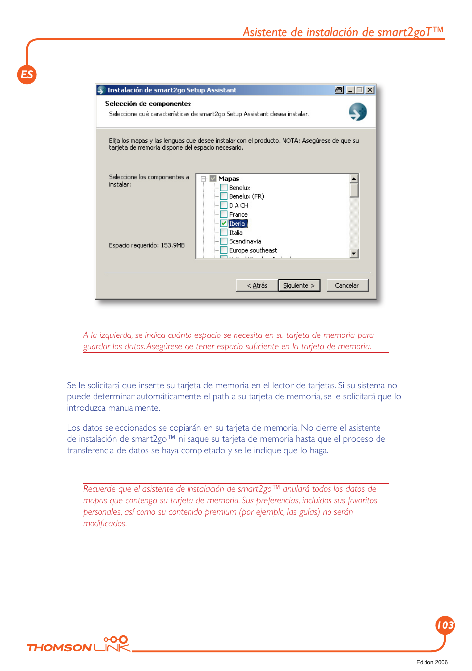 Asistente de instalación de smart2got | Technicolor - Thomson Thomson Intuiva GPS280 User Manual | Page 104 / 109