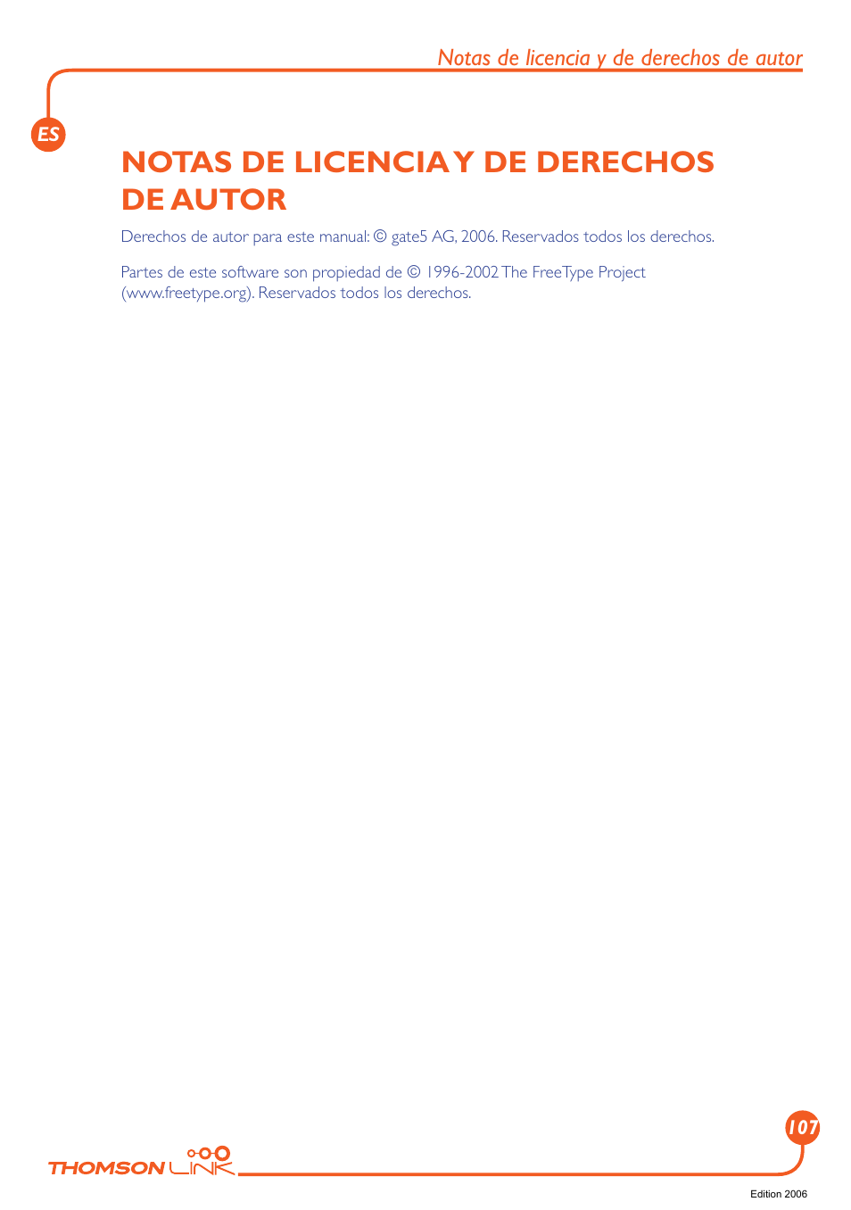 Notas de licencia y de derechos de autor | Technicolor - Thomson Thomson Intuiva GPS280 User Manual | Page 108 / 109