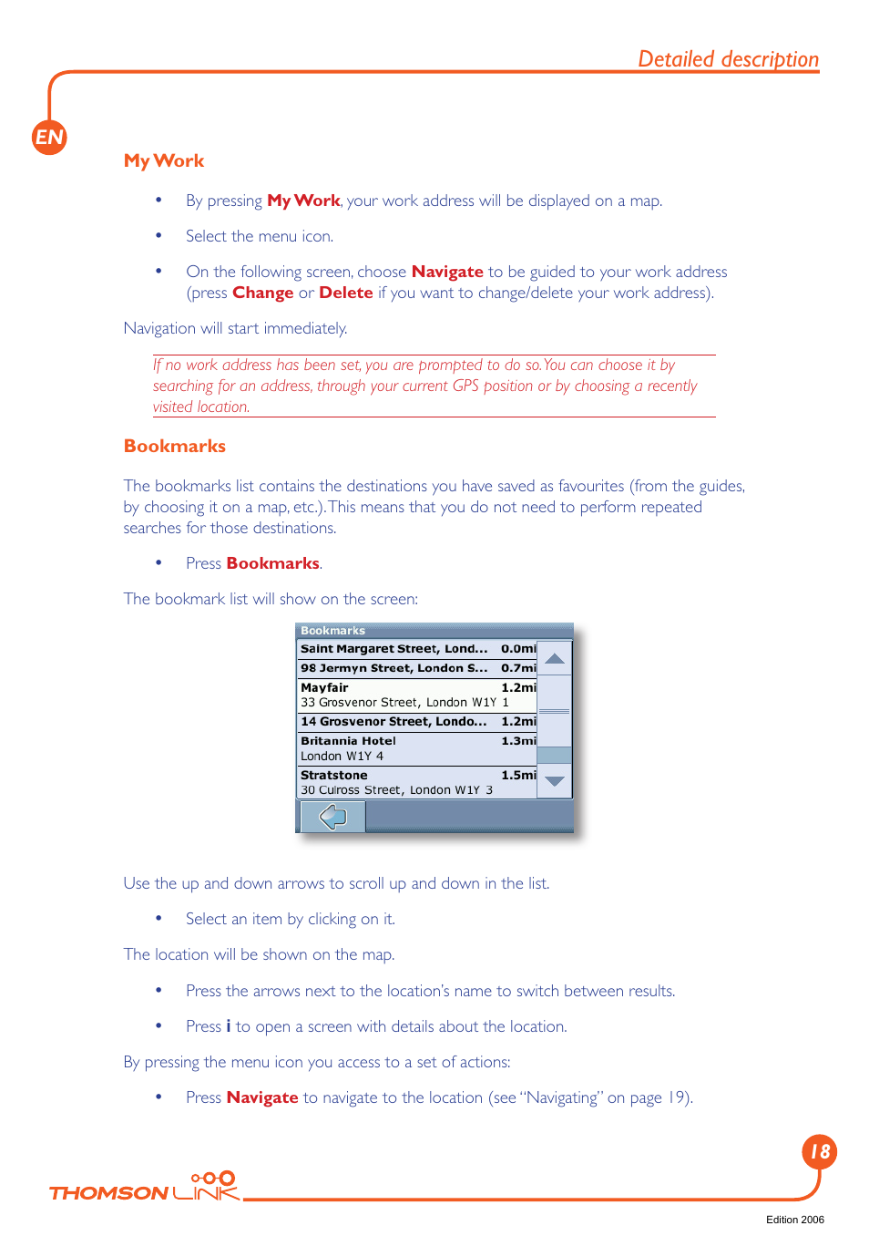 Detailed description | Technicolor - Thomson Thomson Intuiva GPS280 User Manual | Page 19 / 109
