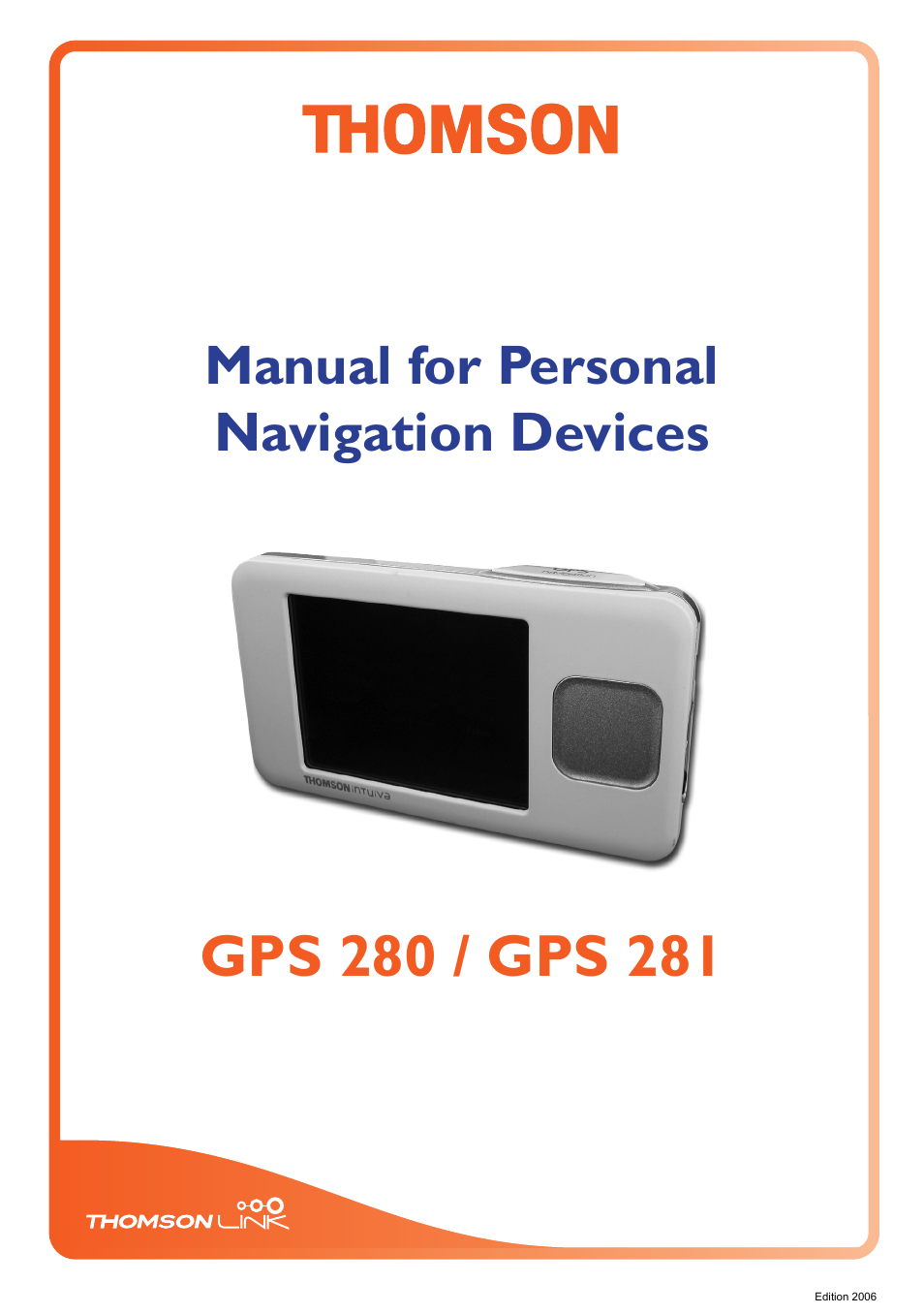 Gps280_english, Manual for personal navigation devices | Technicolor - Thomson Thomson Intuiva GPS280 User Manual | Page 2 / 109