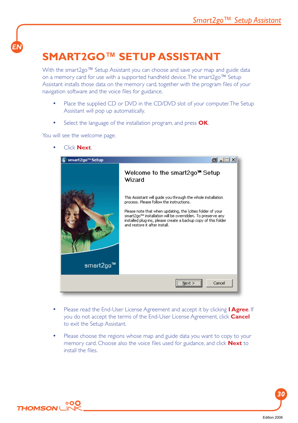 Smart2go™ setup assistant | Technicolor - Thomson Thomson Intuiva GPS280 User Manual | Page 31 / 109