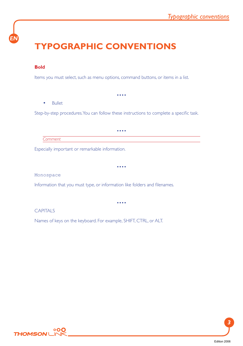 Typographic conventions | Technicolor - Thomson Thomson Intuiva GPS280 User Manual | Page 4 / 109