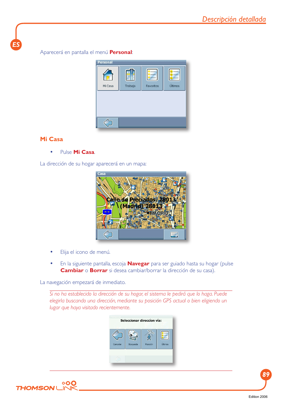 Descripción detallada | Technicolor - Thomson Thomson Intuiva GPS280 User Manual | Page 90 / 109