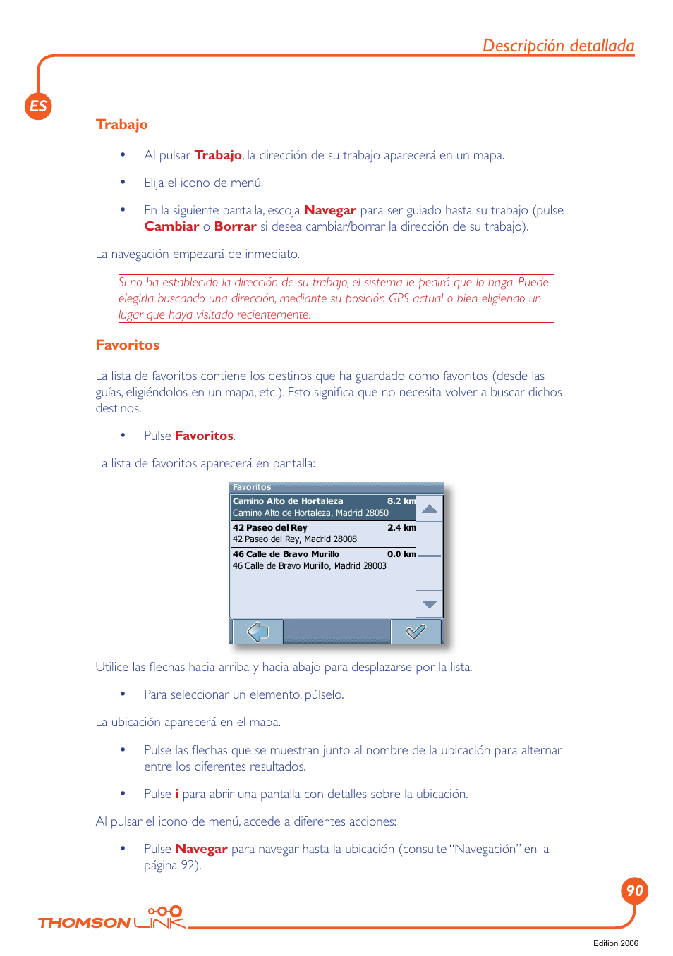 Descripción detallada | Technicolor - Thomson Thomson Intuiva GPS280 User Manual | Page 91 / 109