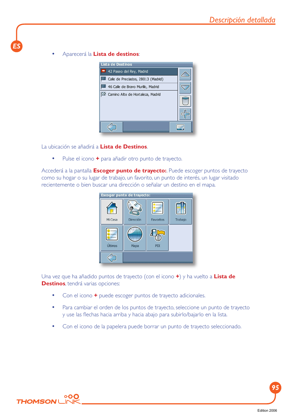 Descripción detallada | Technicolor - Thomson Thomson Intuiva GPS280 User Manual | Page 96 / 109