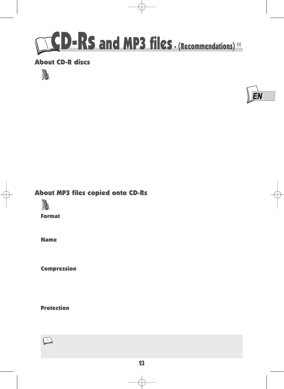 Cd-rs, And mp3 files, Recommendations) | Technicolor - Thomson DTH700 User Manual | Page 23 / 30