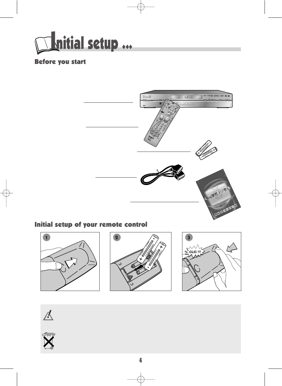 Nitial setup | Technicolor - Thomson DTH700 User Manual | Page 4 / 30