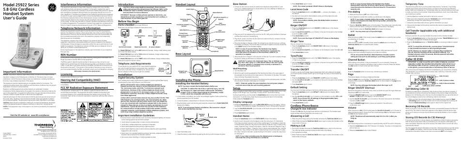 Technicolor - Thomson 25922 User Manual | 2 pages