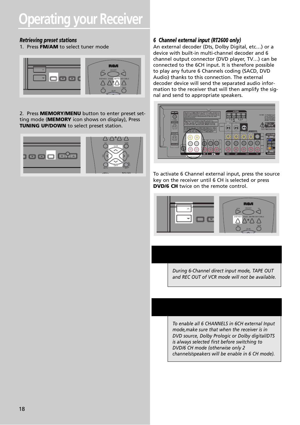 Operating your receiver, Retrieving preset stations | Technicolor - Thomson RT2600 User Manual | Page 21 / 31