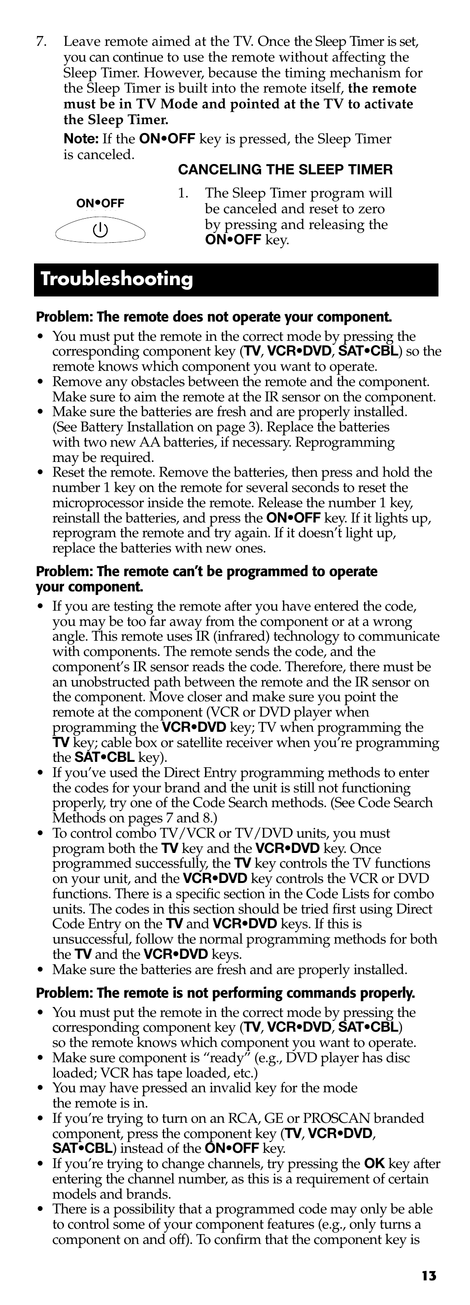 Troubleshooting | Technicolor - Thomson RCR311B User Manual | Page 13 / 48