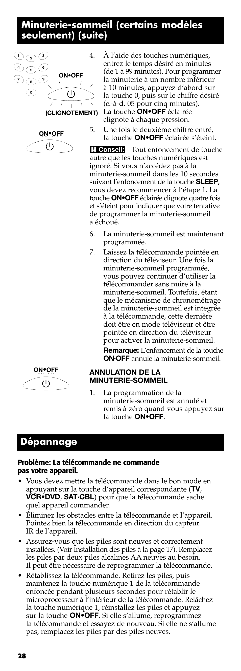 Dépannage | Technicolor - Thomson RCR311B User Manual | Page 28 / 48