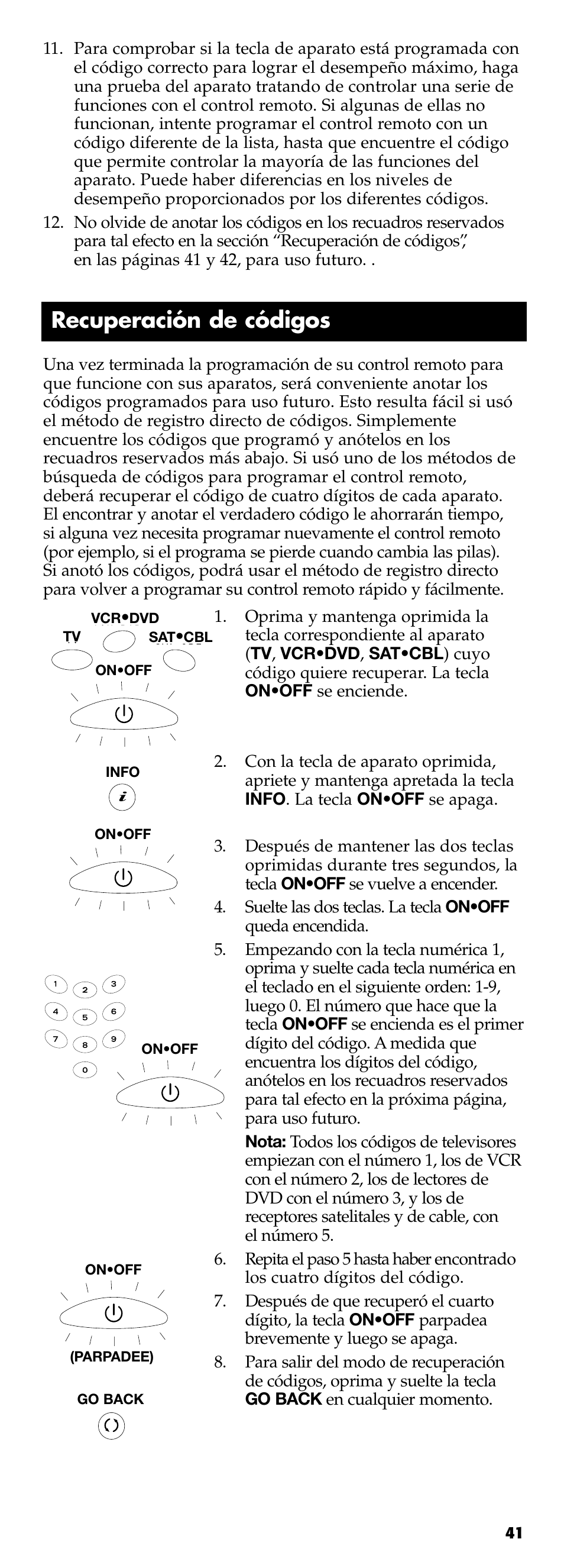 Recuperación de códigos | Technicolor - Thomson RCR311B User Manual | Page 41 / 48