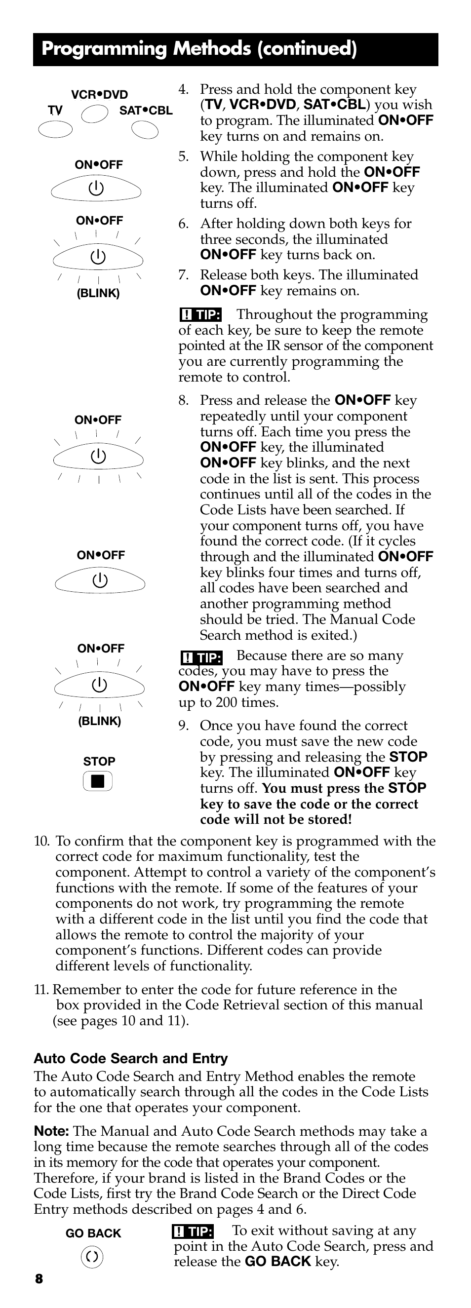 Programming methods (continued) | Technicolor - Thomson RCR311B User Manual | Page 8 / 48