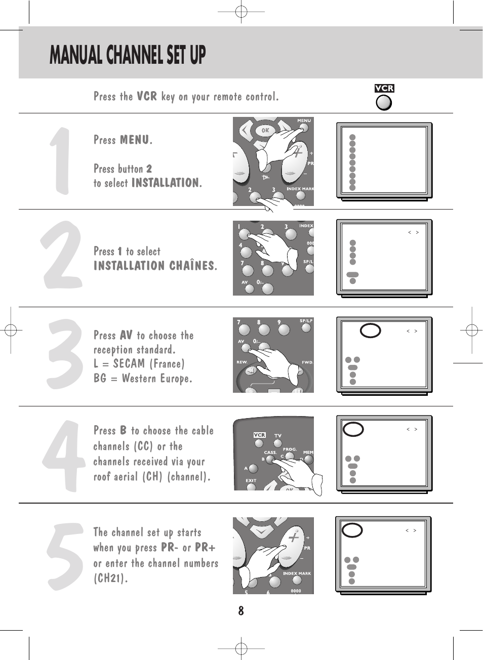 Manual channel set up | Technicolor - Thomson ShowView VPH6920F User Manual | Page 10 / 34