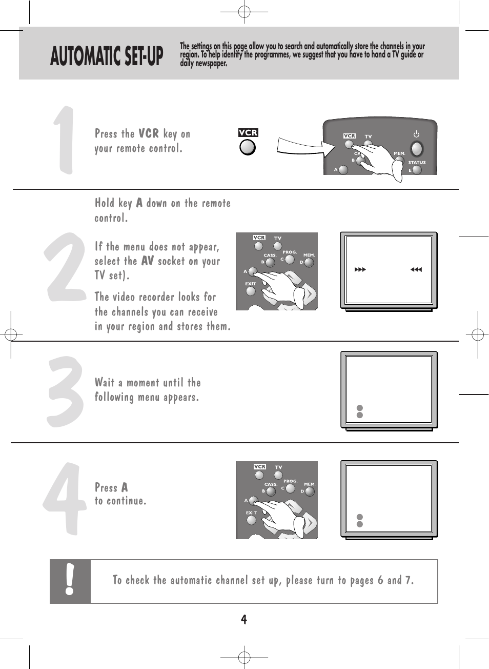 Automatic set-up | Technicolor - Thomson ShowView VPH6920F User Manual | Page 6 / 34