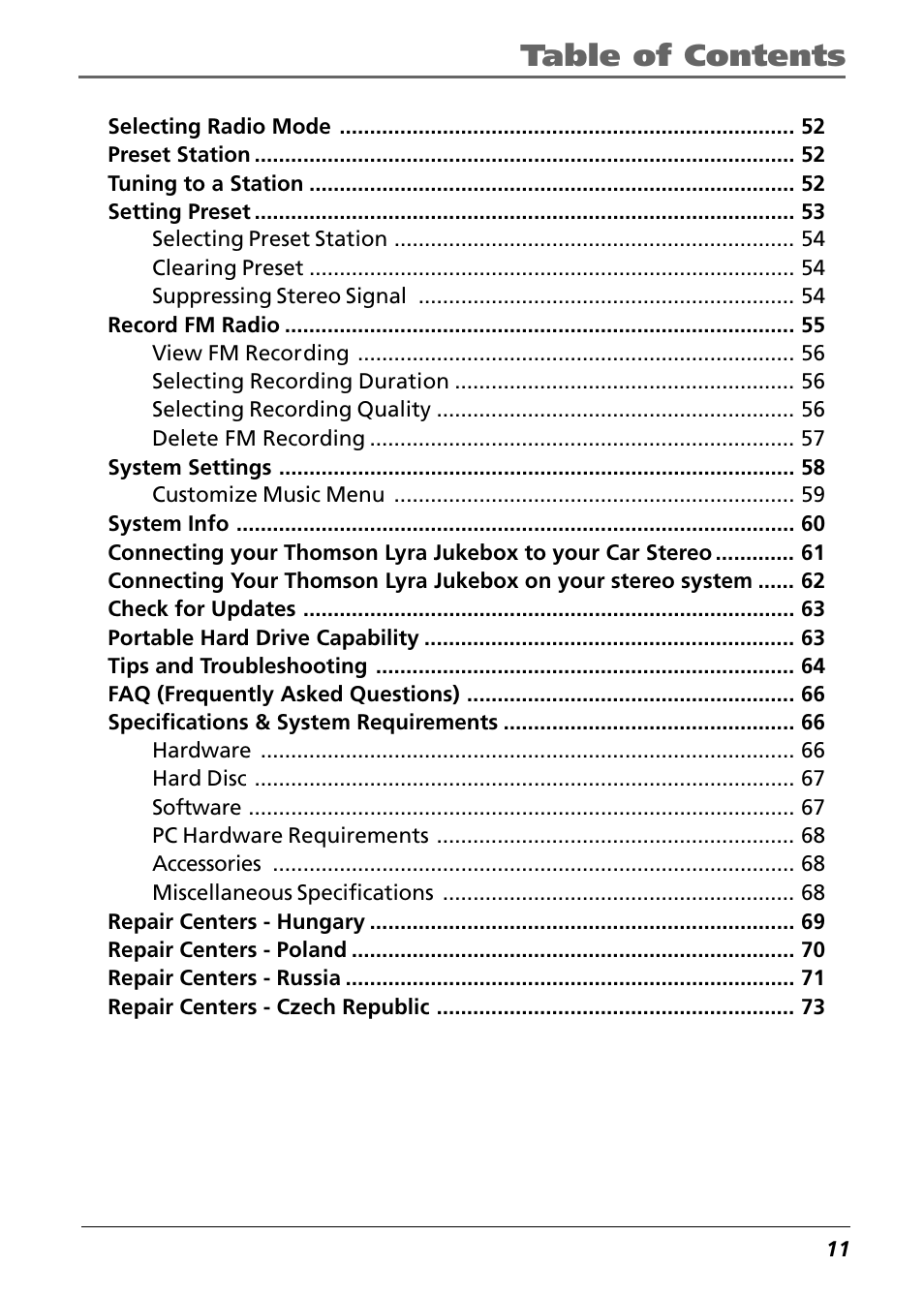 Technicolor - Thomson Thomson Lyra PDP2842 User Manual | Page 11 / 75
