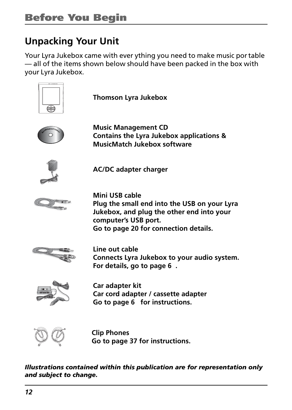 Unpacking your unit, Before you begin unpacking your unit | Technicolor - Thomson Thomson Lyra PDP2842 User Manual | Page 12 / 75