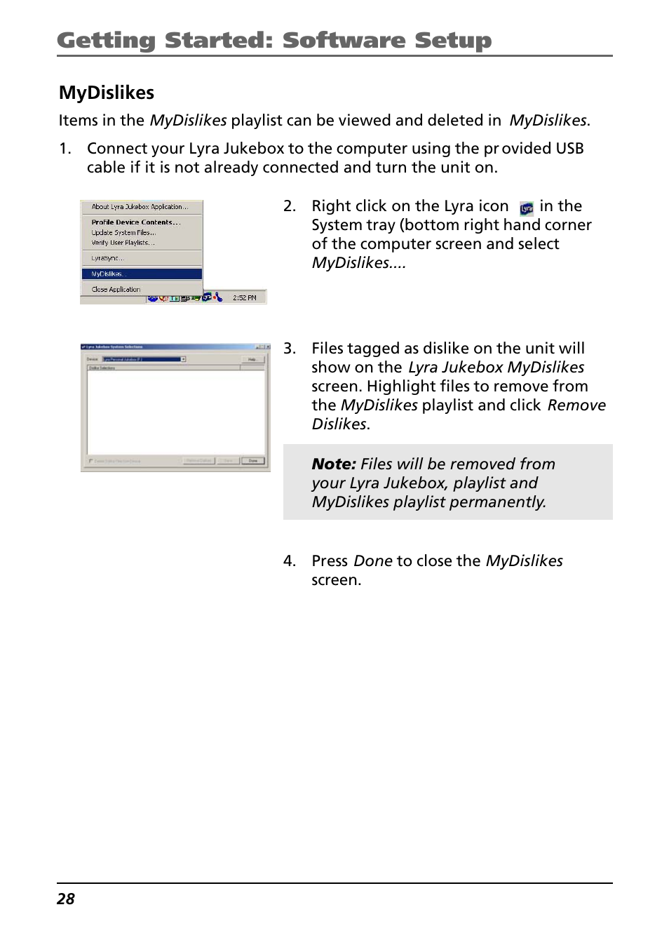 Mydislikes, Getting started: software setup | Technicolor - Thomson Thomson Lyra PDP2842 User Manual | Page 28 / 75