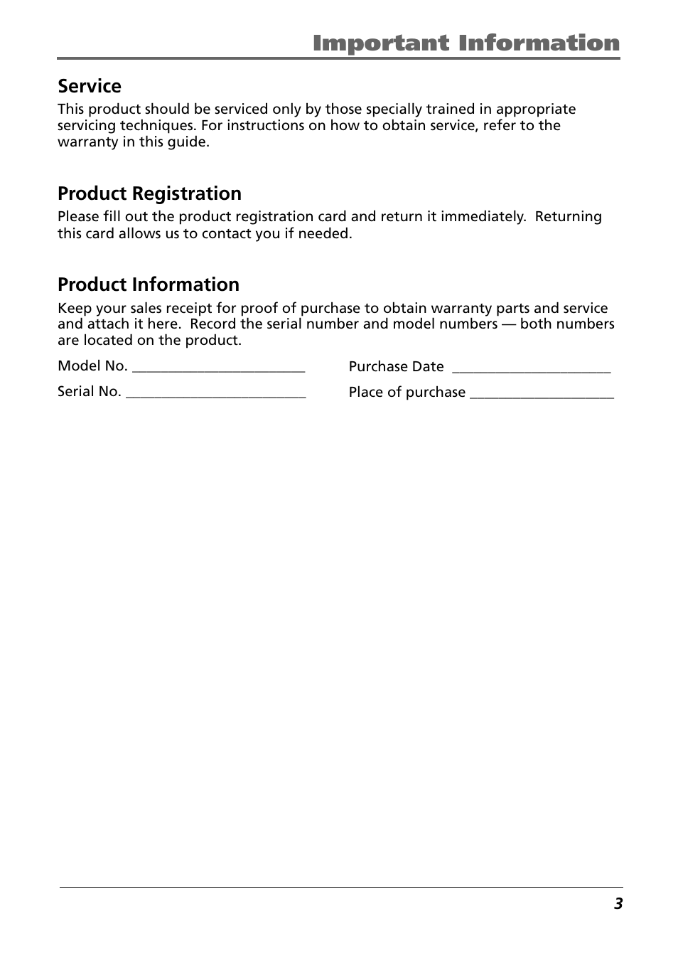 Important information, Service, Product registration | Product information | Technicolor - Thomson Thomson Lyra PDP2842 User Manual | Page 3 / 75
