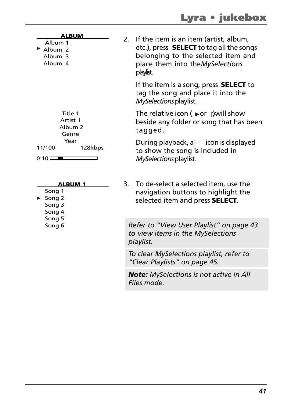 Lyra • jukebox | Technicolor - Thomson Thomson Lyra PDP2842 User Manual | Page 41 / 75