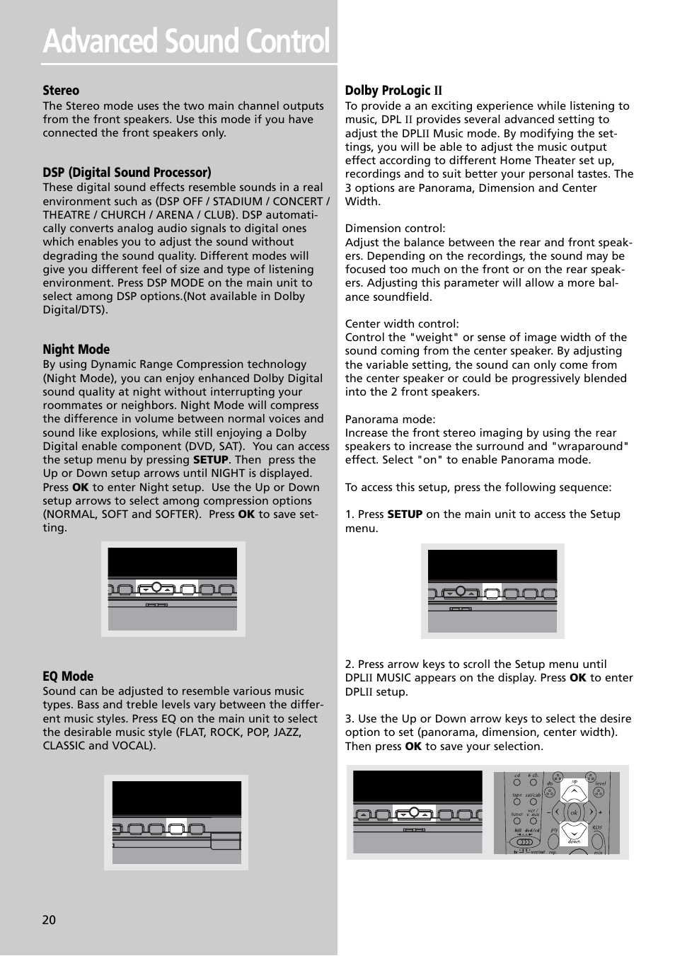 Advanced sound control, Stereo, Dsp (digital sound processor) | Night mode, Eq mode, Dolby prologic ii | Technicolor - Thomson Thomson Scenium DPL4000 User Manual | Page 23 / 33