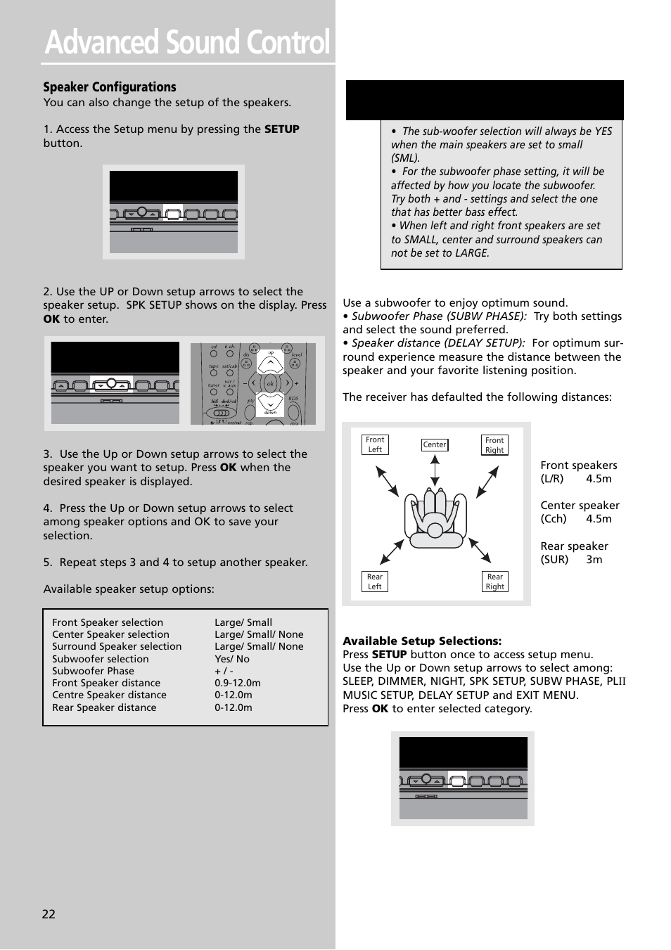 Advanced sound control, Speaker configurations | Technicolor - Thomson Thomson Scenium DPL4000 User Manual | Page 25 / 33