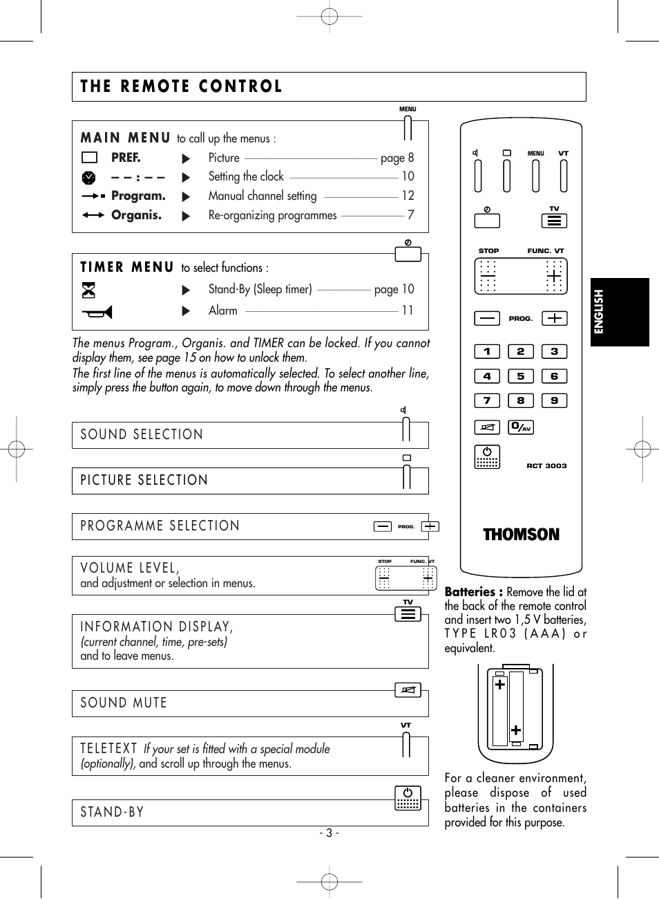 The remote control | Technicolor - Thomson 2 0 D G 7 6 C User Manual | Page 3 / 16
