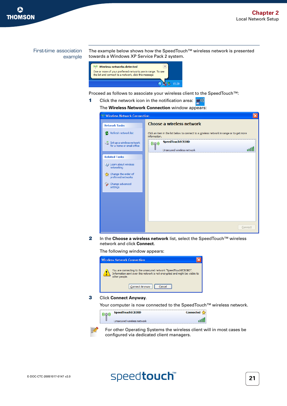 First-time association example, Chapter 2 | Technicolor - Thomson SpeedTouch 585 User Manual | Page 29 / 110