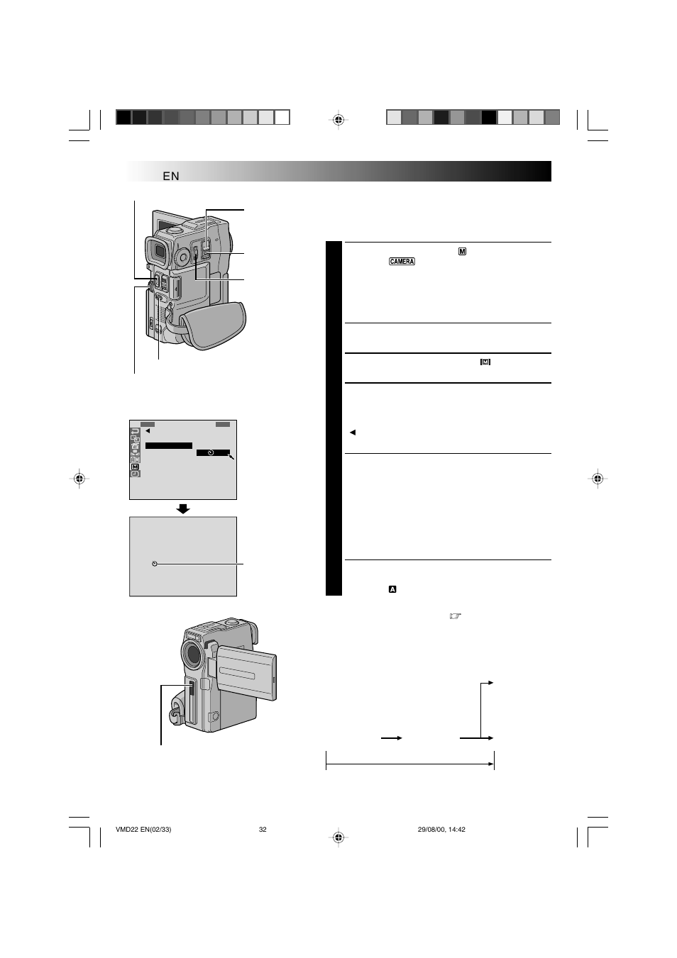 Recording, Self-timer, Advanced features for video and d.s.c. (cont.) | Technicolor - Thomson VMD 22 User Manual | Page 33 / 102