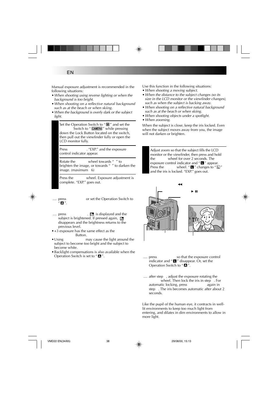 Recording, Iris lock | Technicolor - Thomson VMD 22 User Manual | Page 39 / 102