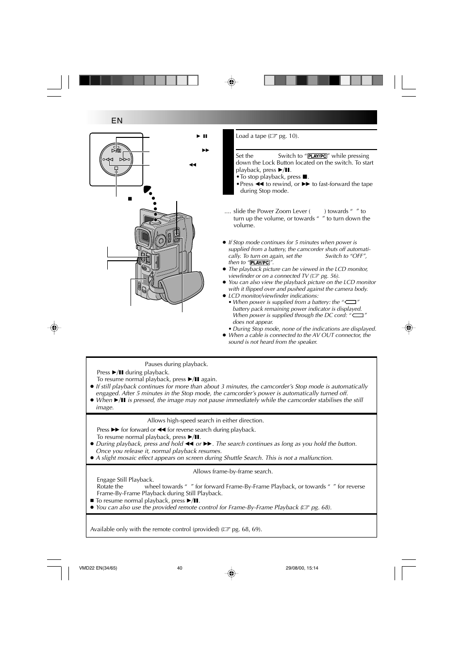 Playback, Basic playback for video | Technicolor - Thomson VMD 22 User Manual | Page 41 / 102