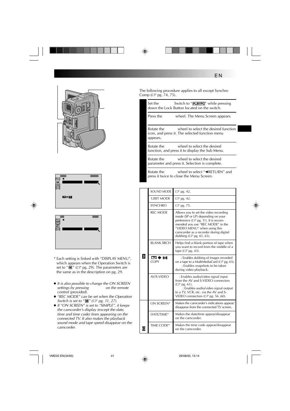 Playback, Using menus for detailed adjustment, Advanced features for video | Technicolor - Thomson VMD 22 User Manual | Page 42 / 102