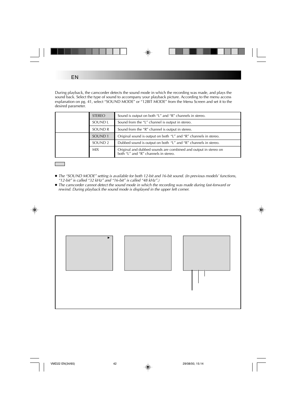 Playback, Playback sound, Display | Advanced features for video (cont.) | Technicolor - Thomson VMD 22 User Manual | Page 43 / 102
