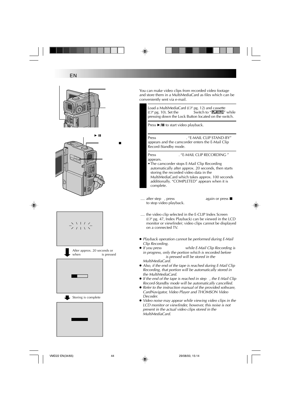 Playback | Technicolor - Thomson VMD 22 User Manual | Page 45 / 102