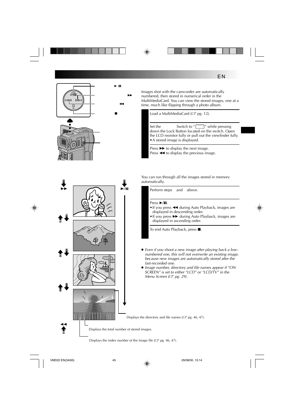 Playback, Normal playback, Auto playback | Basic playback for d.s.c | Technicolor - Thomson VMD 22 User Manual | Page 46 / 102