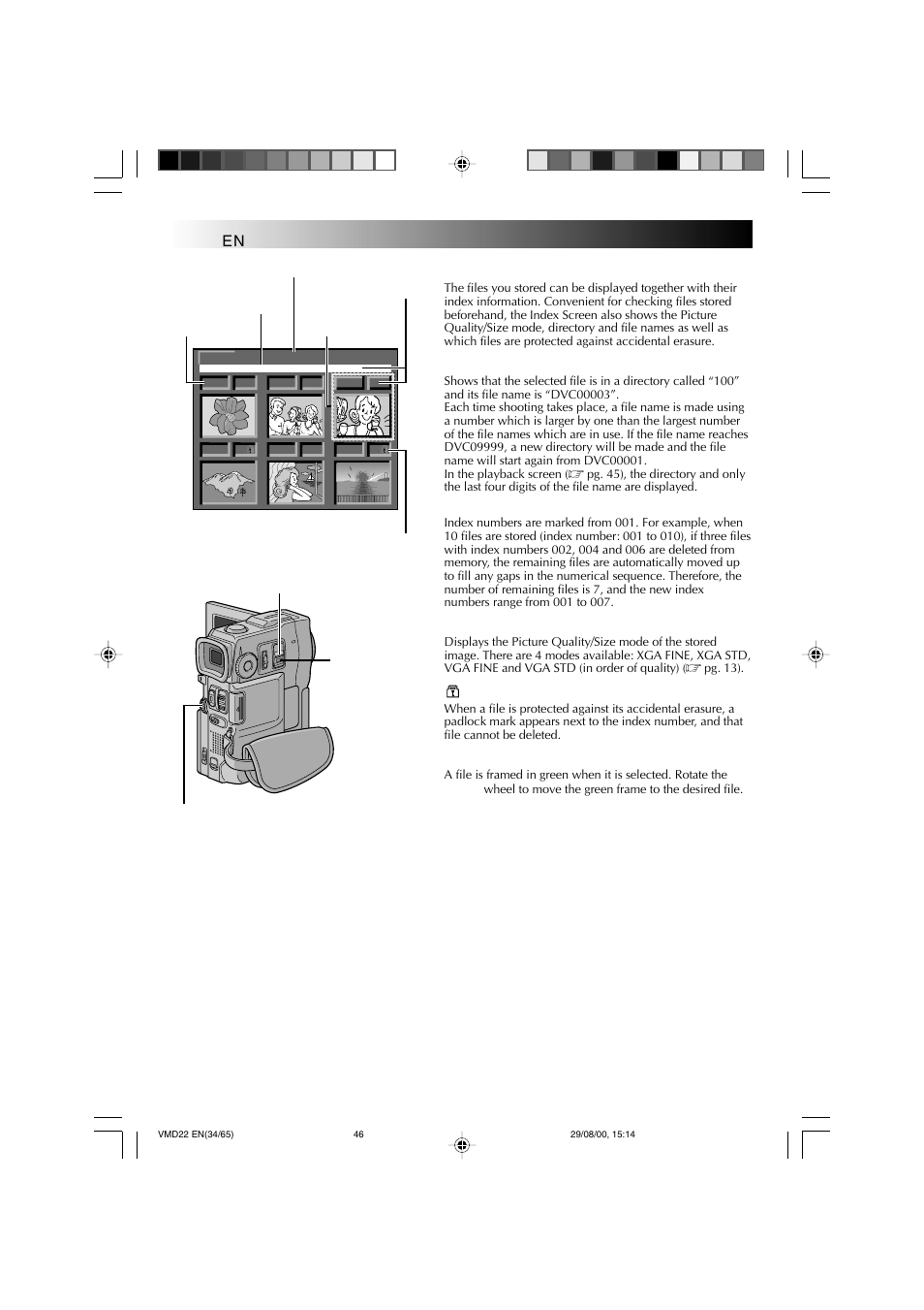 Playback, Index screen, Basic playback for d.s.c. (cont.) | Technicolor - Thomson VMD 22 User Manual | Page 47 / 102