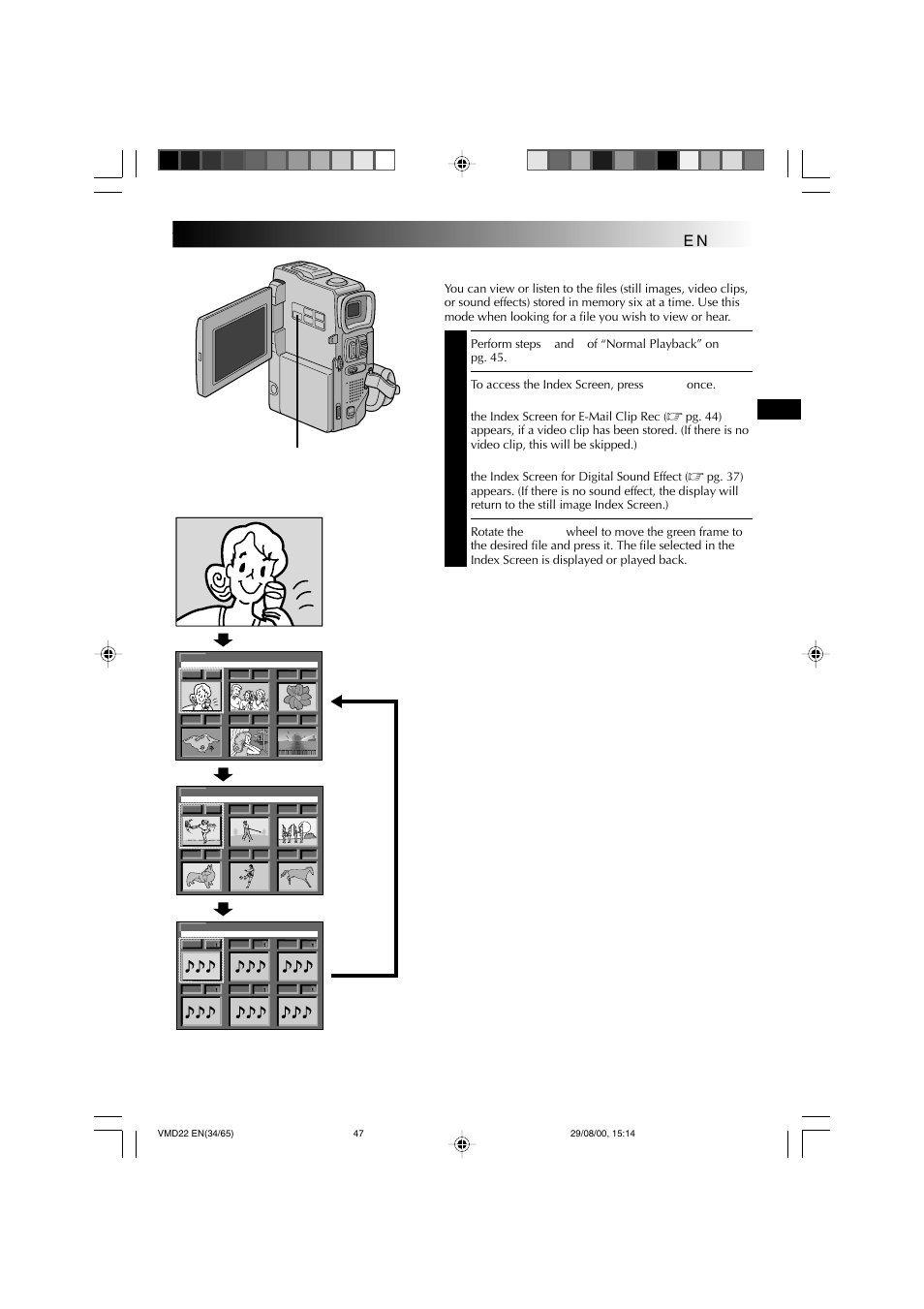 Index playback | Technicolor - Thomson VMD 22 User Manual | Page 48 / 102