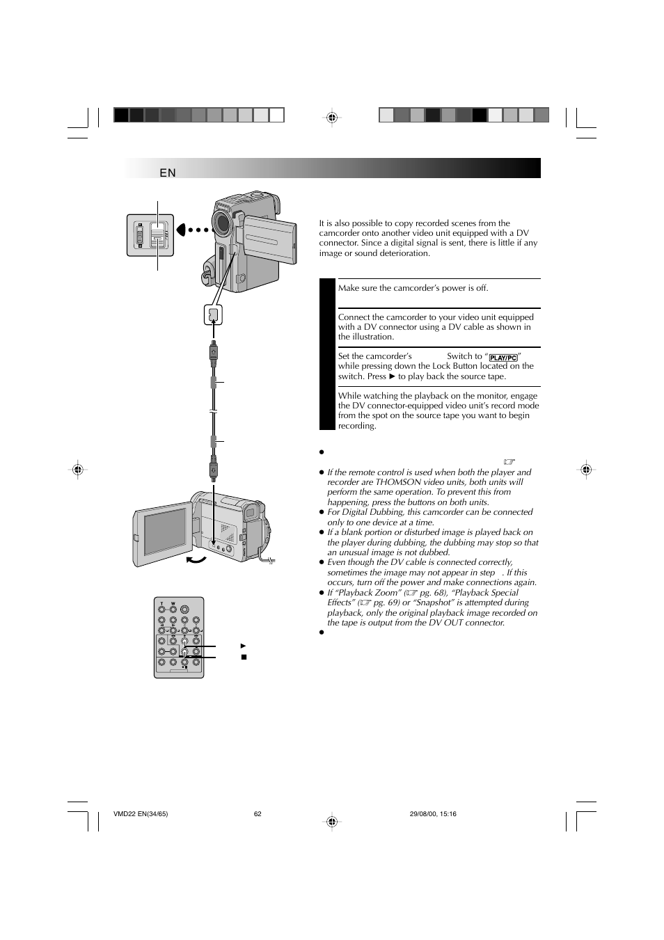 Dubbing, Cont.) | Technicolor - Thomson VMD 22 User Manual | Page 63 / 102