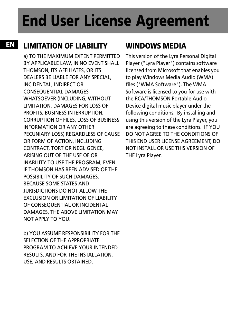 End user license agreement | Technicolor - Thomson M150E256KFM User Manual | Page 6 / 46