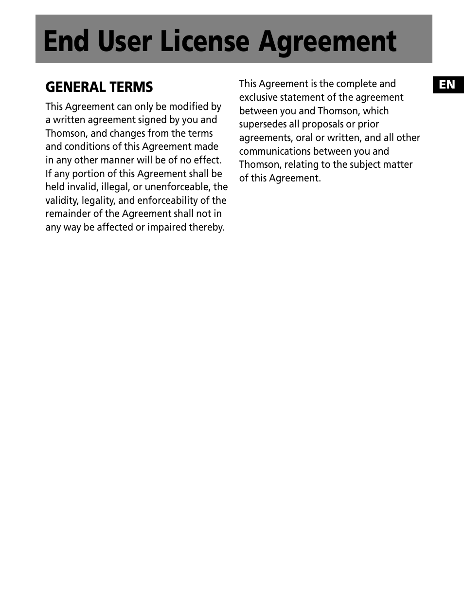 End user license agreement | Technicolor - Thomson M150E256KFM User Manual | Page 9 / 46